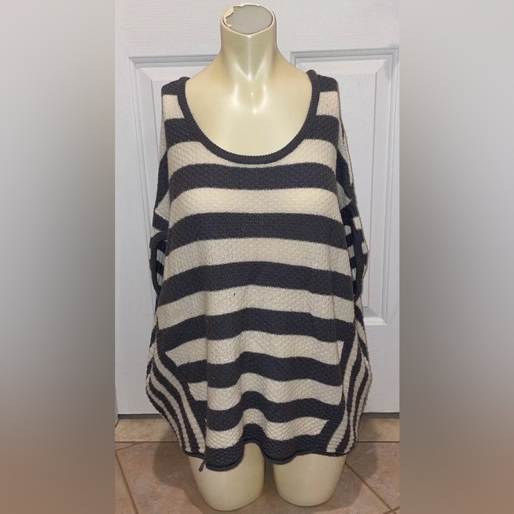 Free People Striped Pullover Boho Beach Swim  Sweater Sweatshirt Small
